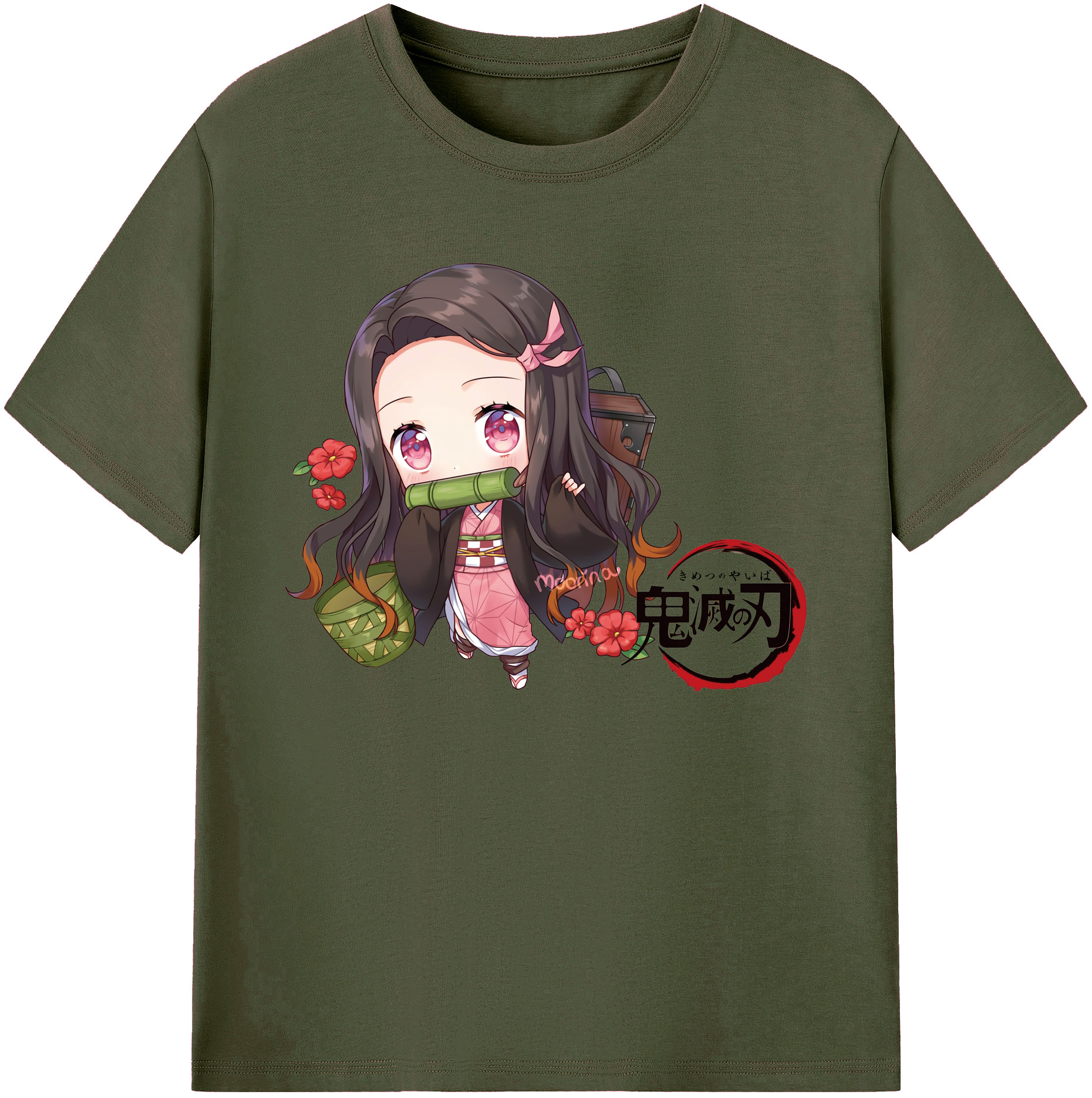 （画像用） 鬼滅の刃（きめつのやいば）竈門 禰󠄀豆子／かまど ねずこ Kamado Nezuko 綿100％ メンズ半袖Tシャツ｜肌触りやわらか＆通気性